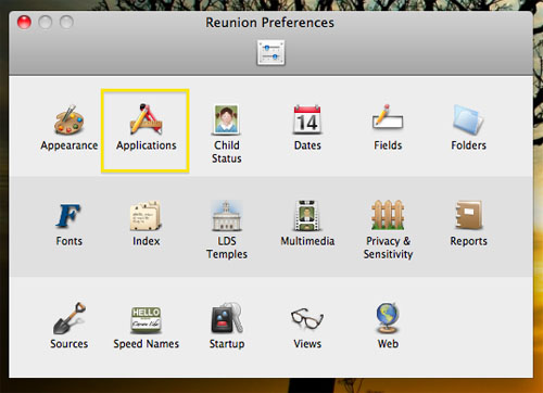 Reunion Preferences Screen