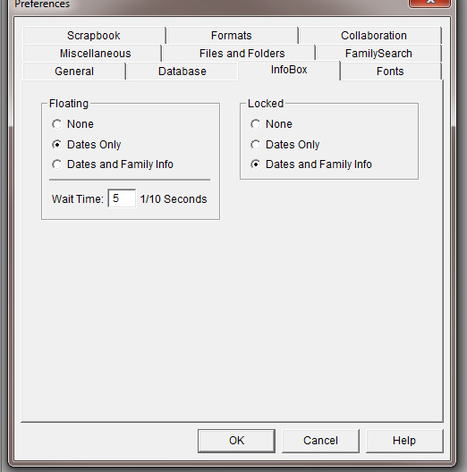 Pref-database tab
