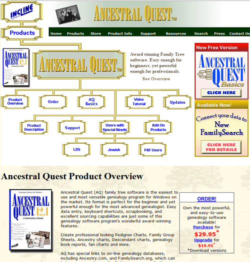 Ancestral Quest Web site