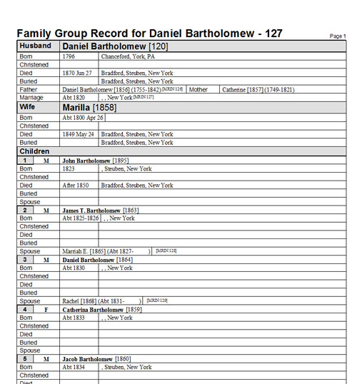 Family Group Record