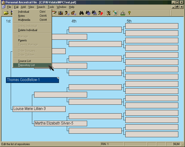 edit menu--repository list