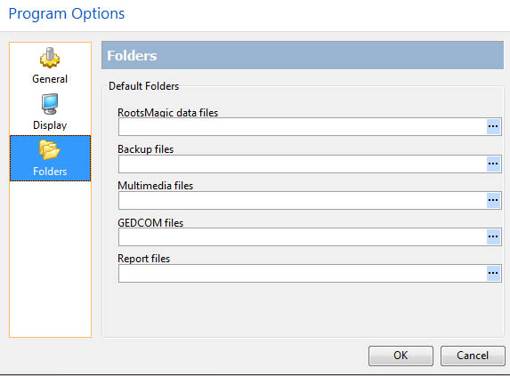 RootsMagic Folder options