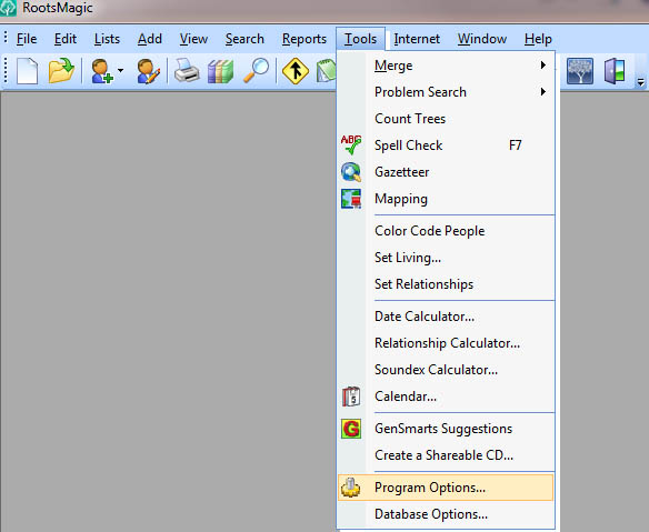 RootsMagic Tools Program options